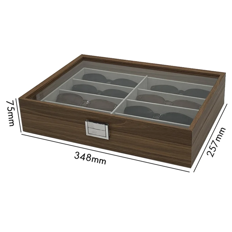 Walnut Wood Sunglasses Storage Display Box 8 Slots Storage Sunglasses Display Case Eyeglass Organizer Collector Jewelry