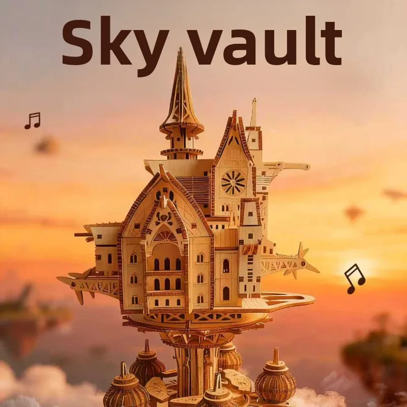 Sky secret wooden puzzle music box 3D three-dimensional handmade DIY toy building block assembly model decorative child-friendly