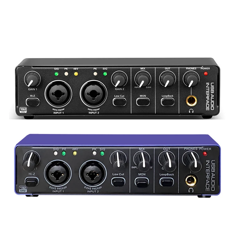 Professional USB Audio Interface Sound Card with Microphone Input for Guitar Recording Mixing and Live Streaming