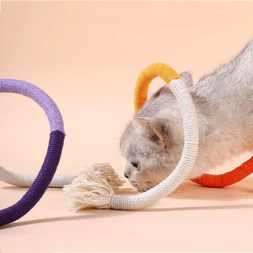 Natürlicher Sisal-Seil-Katzenspielring, handgefertigter Wellenkratzer für Hauskatzen, zum Kauen, Spielen und zur Langeweilebekämpfung – Detail 2