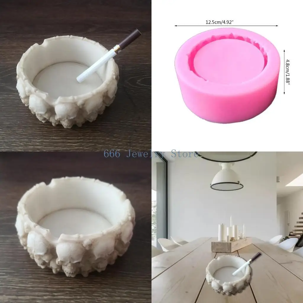 

F2TD Skull Ashtray Epoxy Resin Mold Storage Box DIY Crafts Container Silicone Mould
