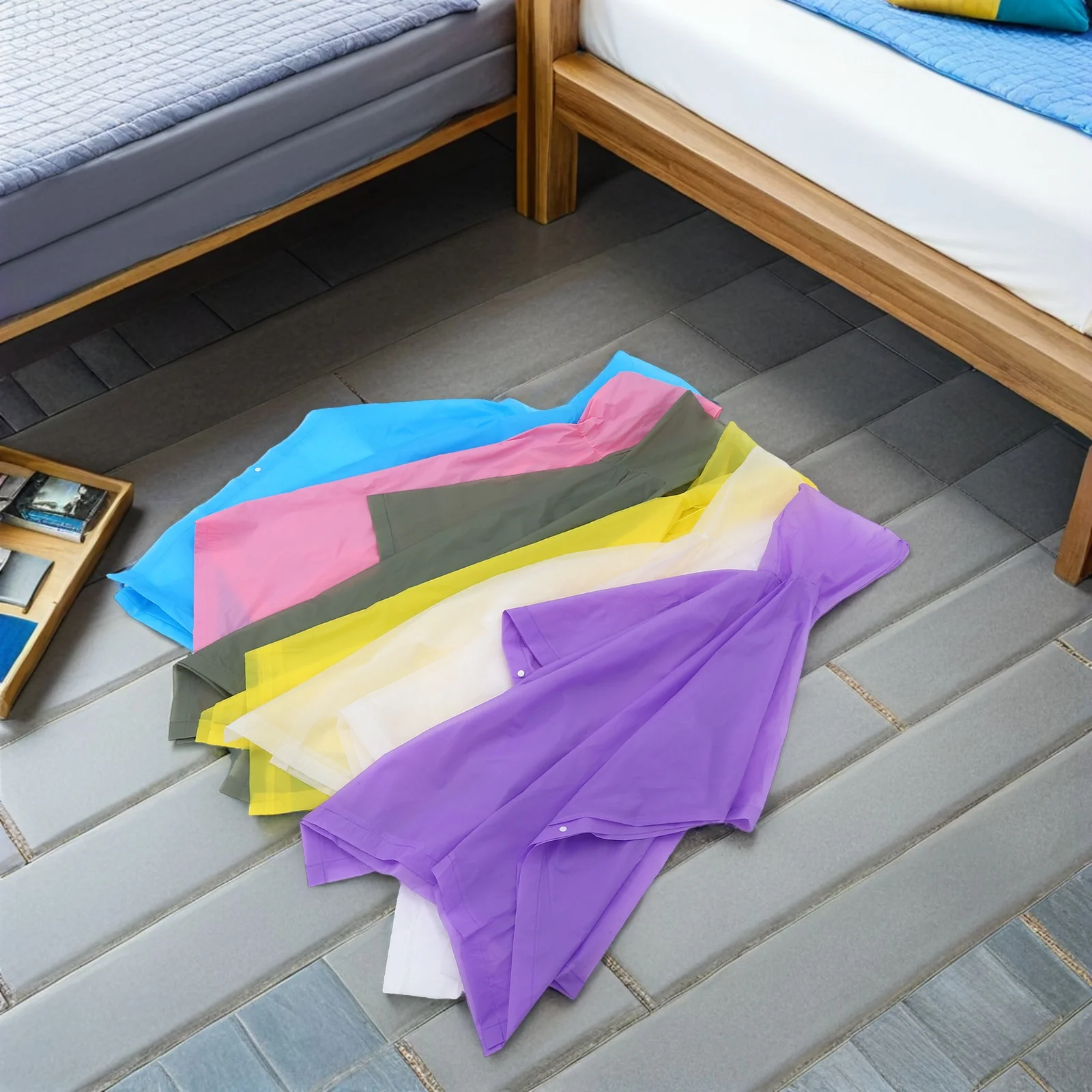 

6Pcs Outdoor Portable Rain Poncho - Lightweight Waterproof Hooded Cape for Hiking Camping Travel Emergency Survival