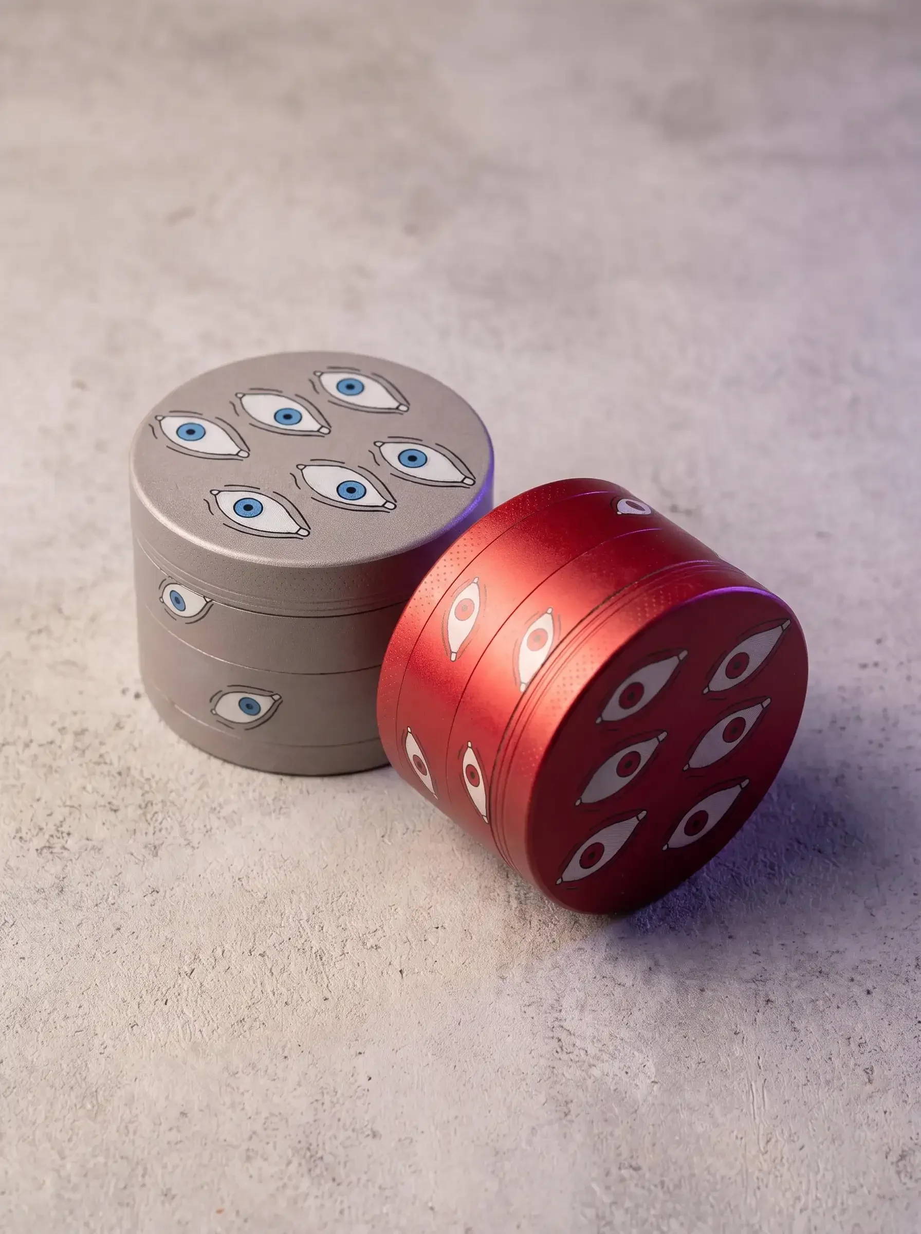 50mm Eye Graphic Grinder Metal 4-Layer Spice Grinder Manual Mill Mesh Screen Magnetic Lid Portable Desktop Kitchen Accessory