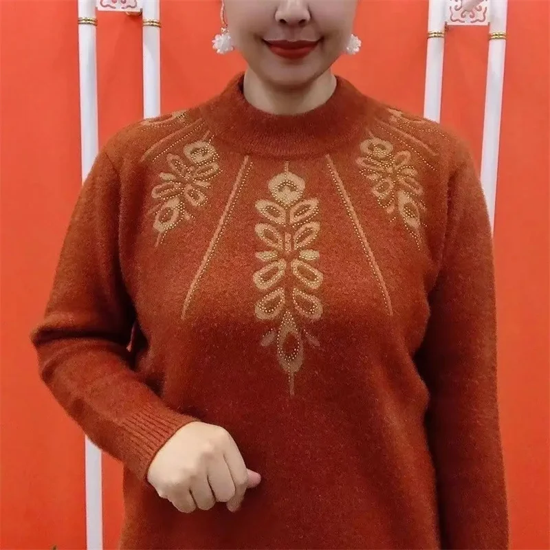 Maglione e Pullover di fascia alta per la madre invernale maglione di velluto di visone imitazione spessa maglione lavorato a maglia da donna elegante Femme top 6XL