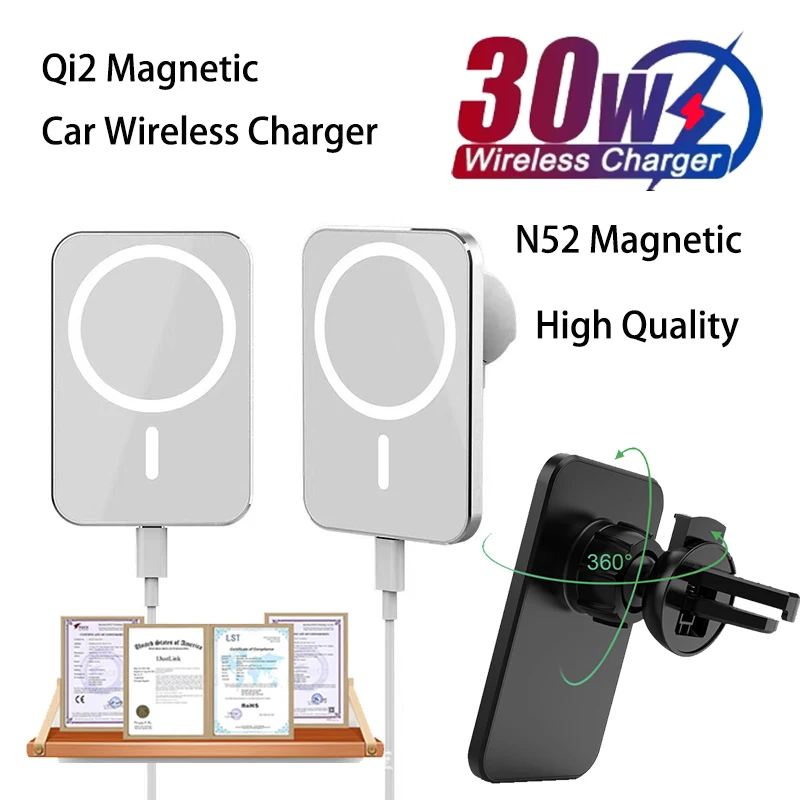 

Wireless Charger Magnetic Car phone Holder for Samsung iPhone 16 15 14 13 Pro Max 12 Phone 30W Fast Charging Induction Adapter