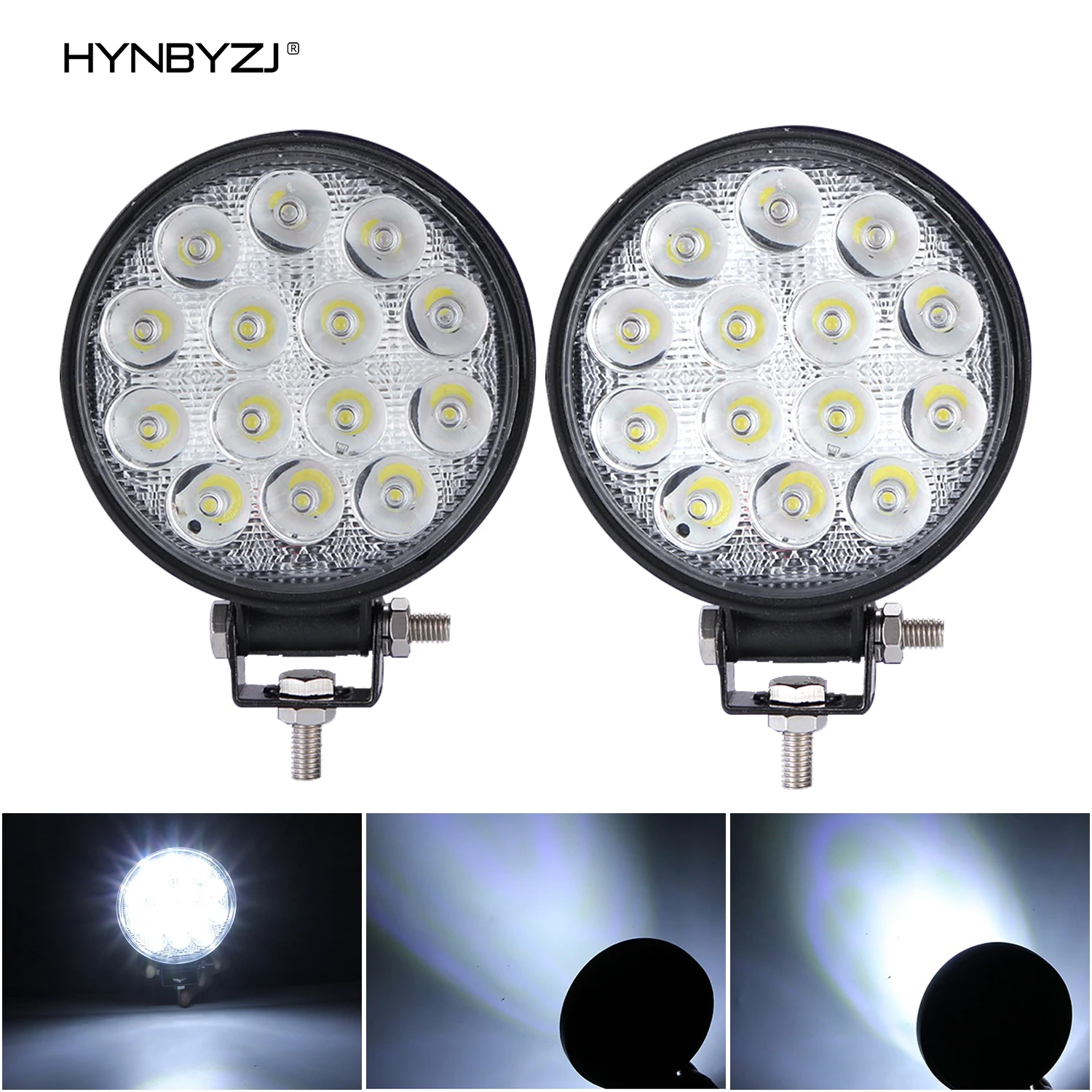 

HYNBYZJ Led Light Bar 42W Offroad Round Car Led Work Lights 12V 24V Combo Spotlight for Truck ATV 4X4 SUV Boat