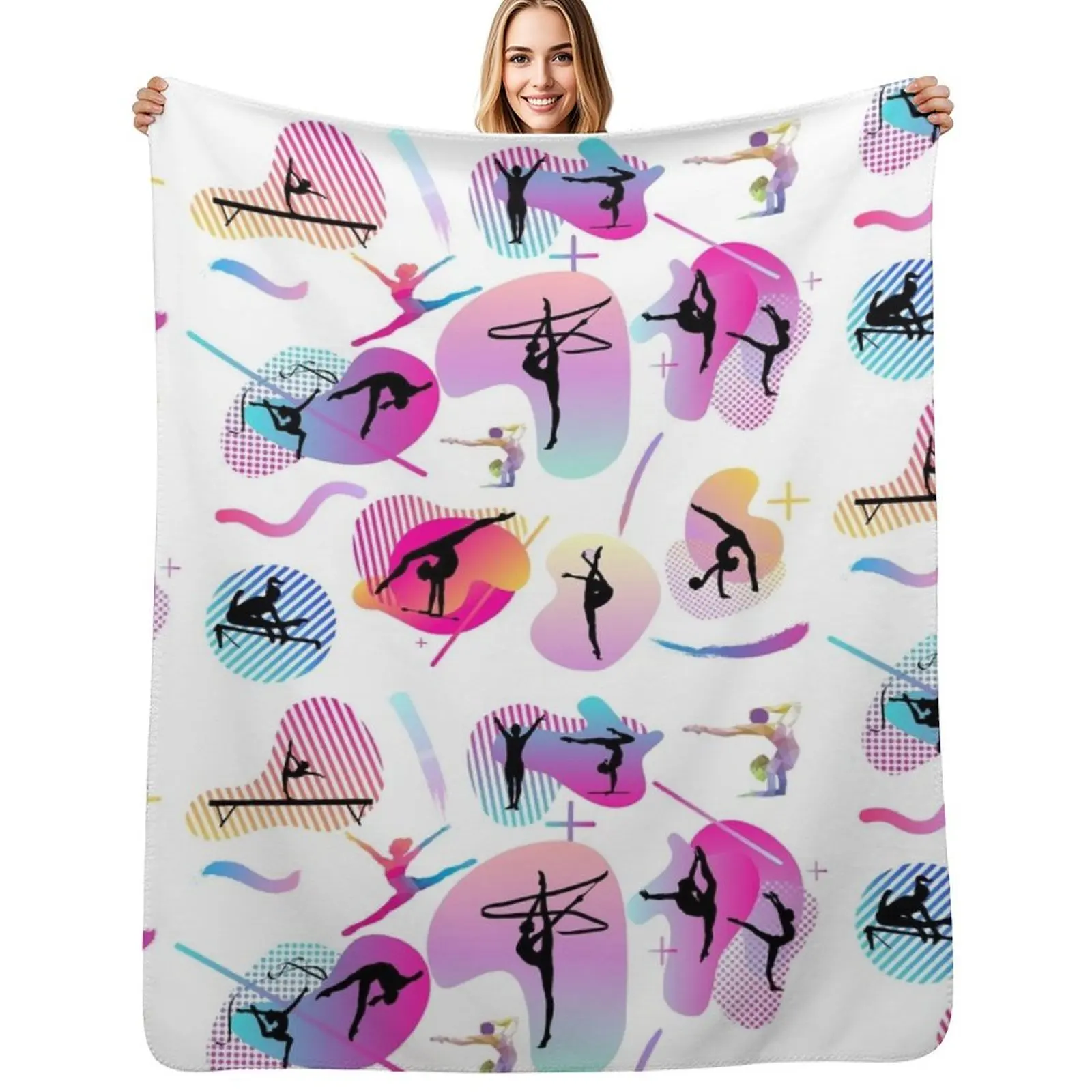 Gymnastics print Throw Blanket Plush Fuzzy Cozy Blanket for Couch Sofa