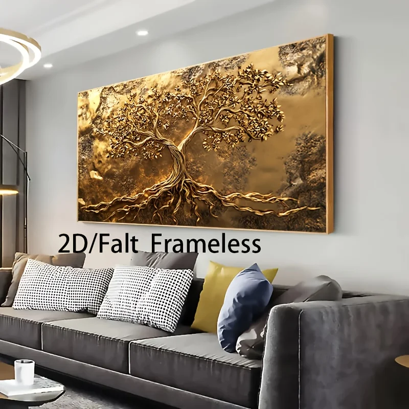 

2D/Flat Extra Large Tree of Life Canvas Painting Wall Art, Noframed Modern Wall Art Print Decor for Luxurious Living Room Office