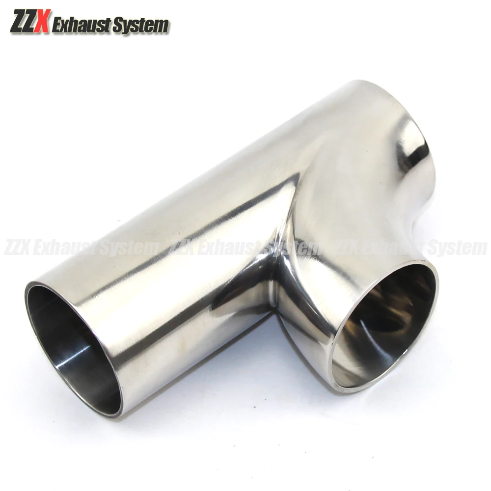 Car accessories 304 stainless steel r tee 51mm63mm76mm welded pipe exhaust pipe welded muffler connection pipe