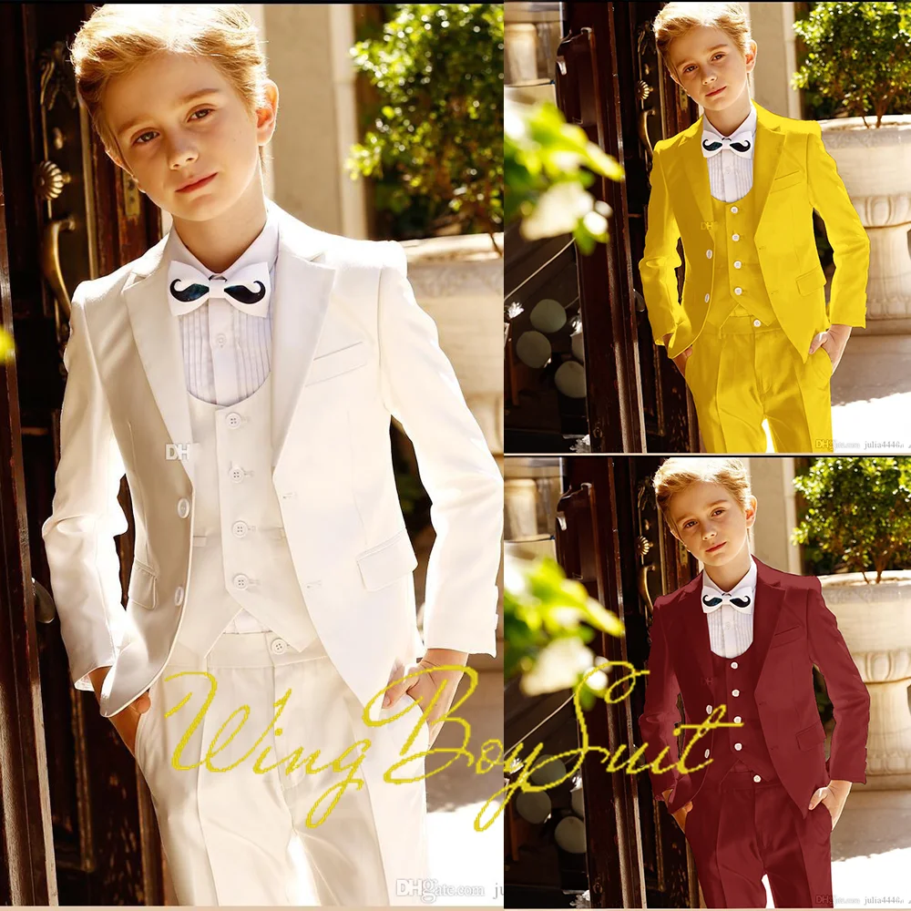 Cream Suit for Boys Wedding Jacket Pants Vest 3 Piece Set Kids Tuxedo Party 2-16 Years Custom Blazer