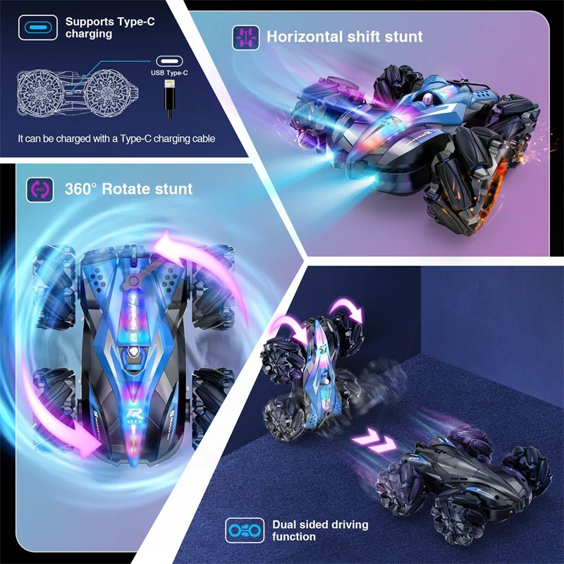 

Gesture-Control F1 Spray-Drift Racer, 2.4GHz Remote Control Stunt Car, Music-Synced LED Stunt Car Toy For Kids