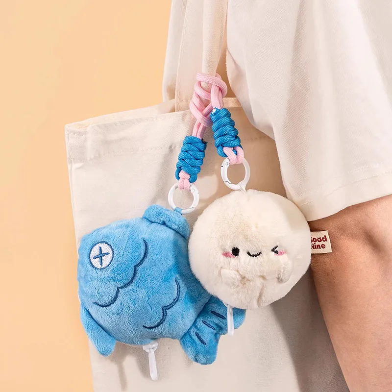 Bola de Surimi para pastel de pescado, bolsa de comida decorativa, llavero, cadena, juguete de peluche, muñeco de peluche, Animal de dibujos animados, niño, niña, amigo, regalo de viaje de China