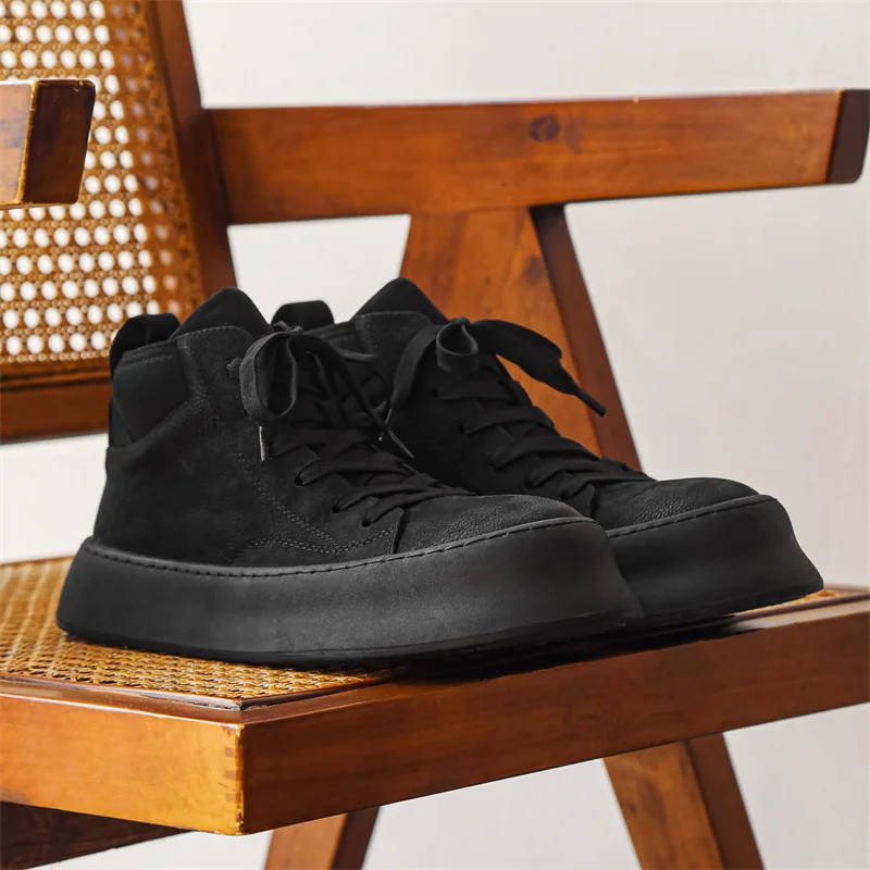 

Japanese velvet high-top board shoes autumn and winter leather thick-soled wear-resistant outdoor casual tooling boots