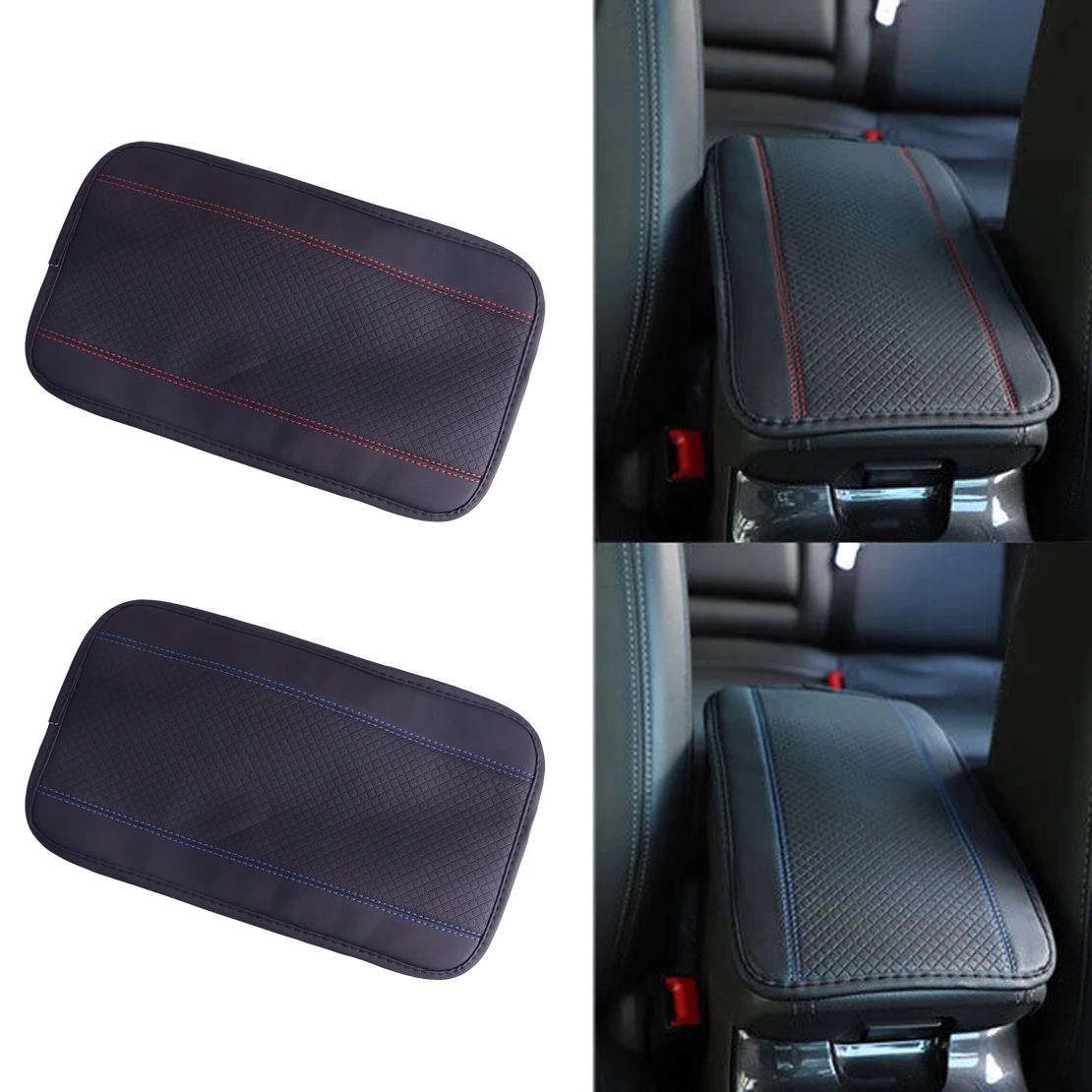 Universal Car Truck SUV Automobile Front Center Console Box Armrest Cushion Cover Pad Mat Protector Trim Decoration PU Leather