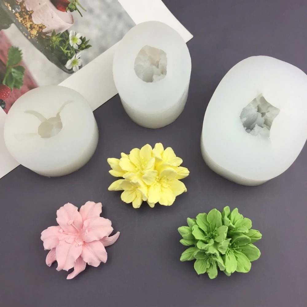 Silicone Baking Tool Cherry Blossom Lily Mold DIY Fondant Cake Decor Handmade Soap Candle Plaster Craft Ornament