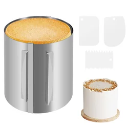 Cake Ring Adjustable 6 to12 Inch Stainless Steel Crumpet Rings with Silicone Spatula,20cm Frost Form Cake Kit for Mousse