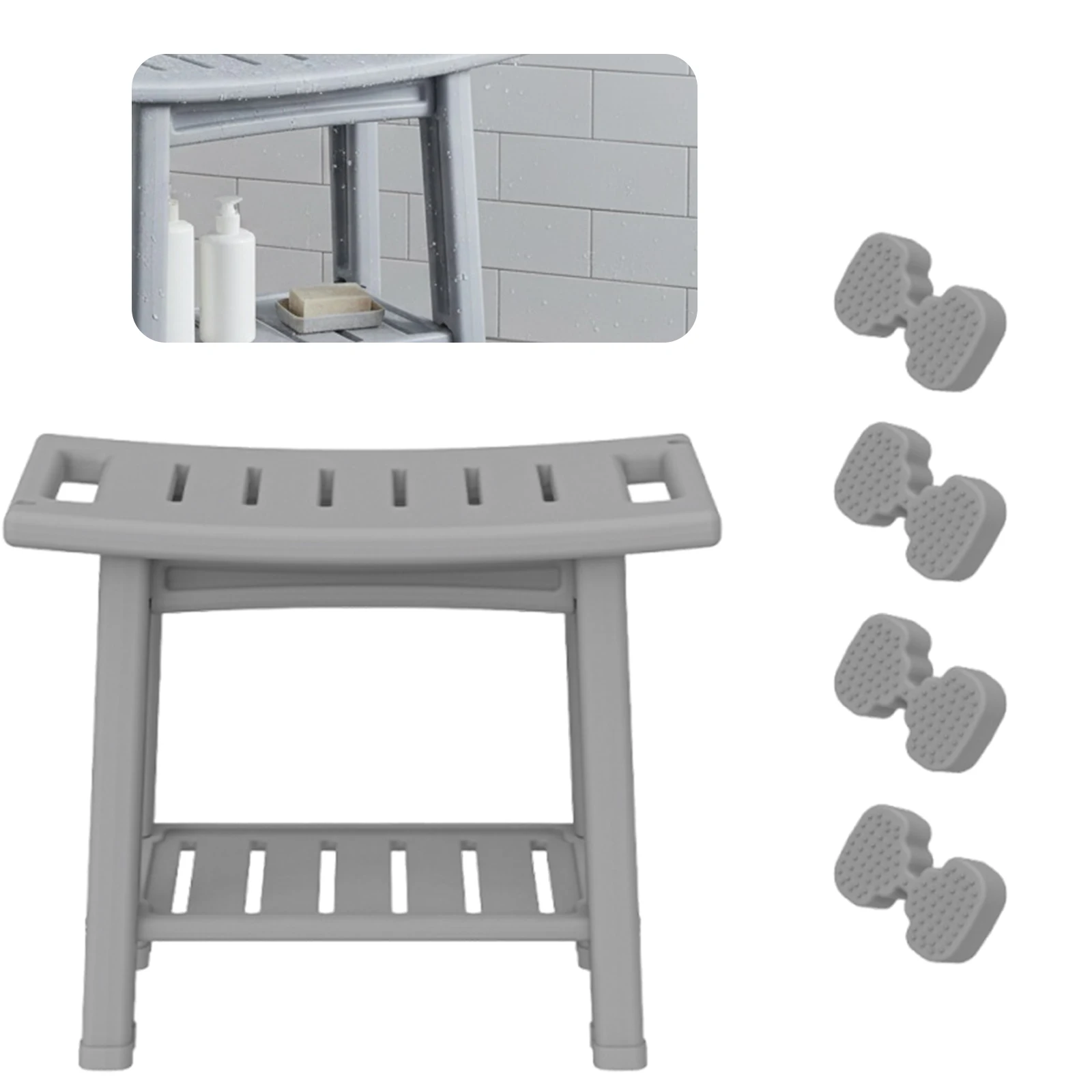 

Водонепроницаемая скамейка для душа с ручками и держателем для душевой лейки, полиуретановый стул для душа с регулируемыми ножками для пожилых людей и беременных женщин