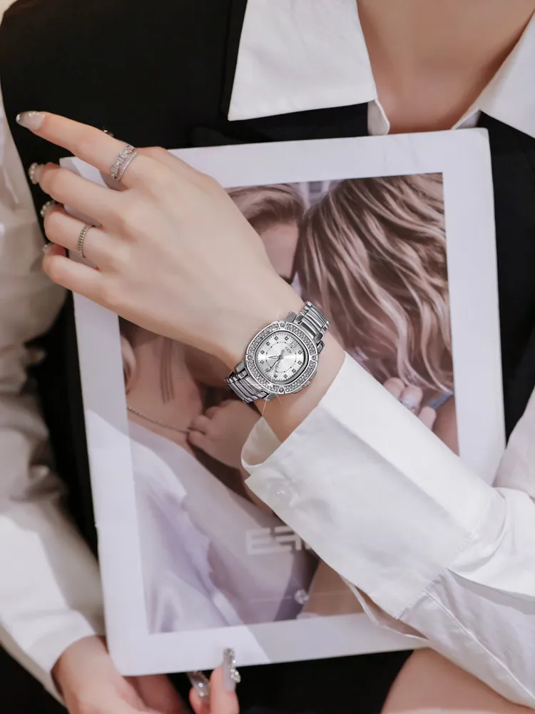 Women'S Watch, Student Style, Luxurious And Fashionable Square Watch For Women, Stainless Steel Strap, Genuine And High-Quality.