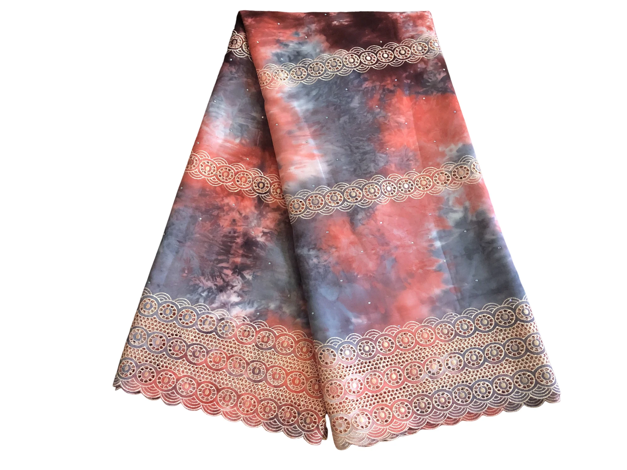 

Fashion African Tie-Dye Cotton Lace Fabric With Stones Lace Fabric 2026 High Quality Lace Swiss For Sewing Wedding Party Dresses
