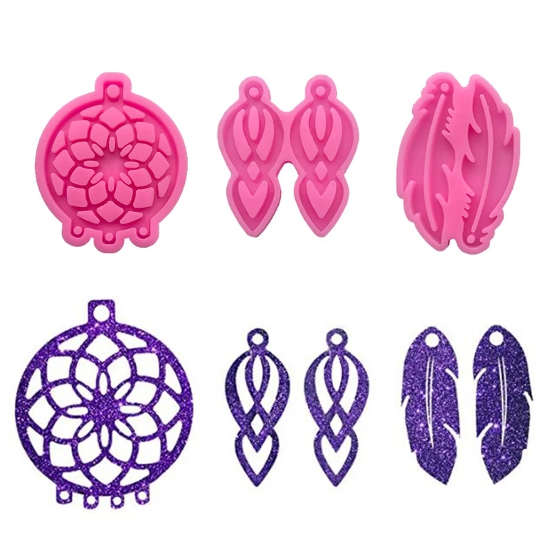 

5 Pcs Keychain Epoxy Resin Mold Car Pendant Decoration Silicone Mould DIY Crafts Jewelry Necklace Casting