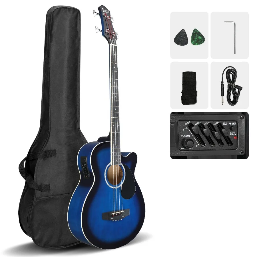 

[Do Not Sell on ]Glarry GMB101 4 string Electric Acoustic Bass Guitar w 4Band Equalizer EQ7545R Blue