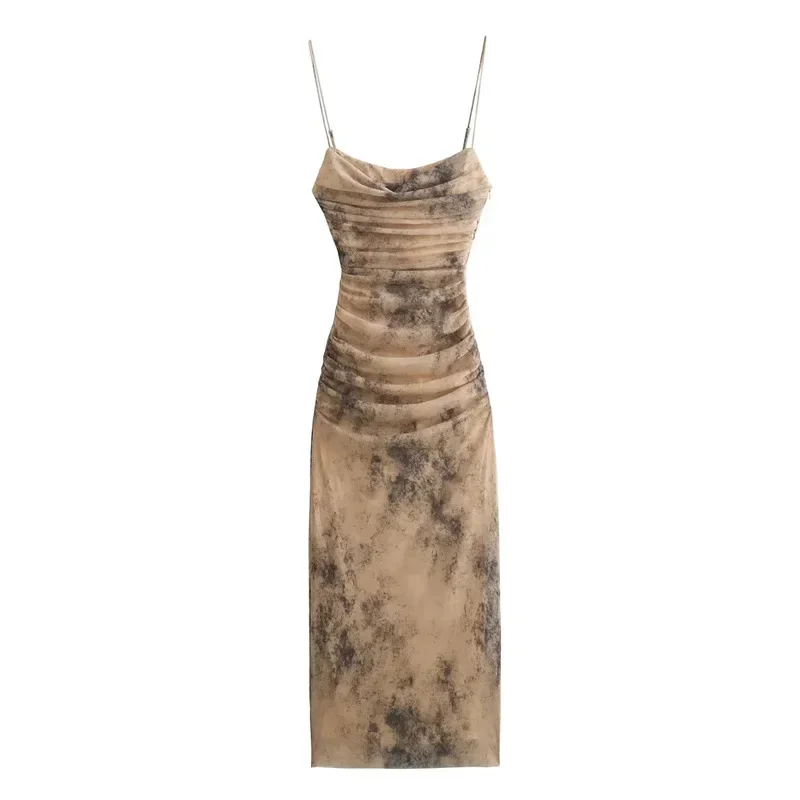 

Korean Fashion Retro Gradient Strap Dress Summer Sleeveless Backless Maxi Dresses For Women Y2k Evening Dresses Women's Clothing