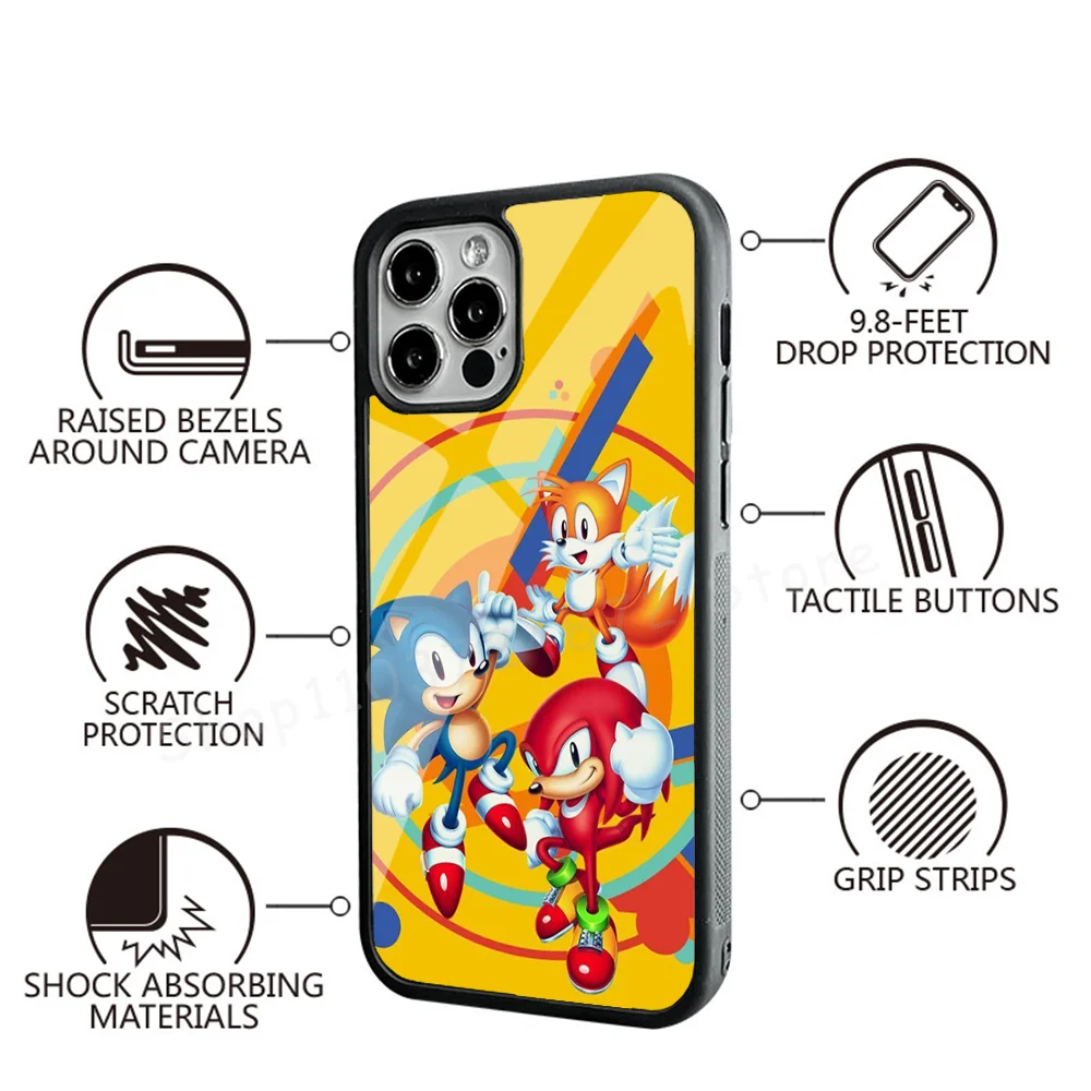 Sonics Cute H-Hedgehogs Phone Case Strong Magnetic For IPhone 15 14 13 Pro Max Mini Alex Mirror For Magsafe Wireless Charging