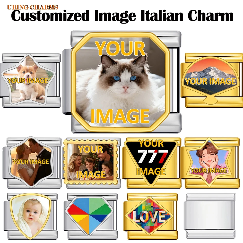 أشكال مختلفة صورة شخصية بالجملة صورة مخصصة رابط سحر إيطالي صالح 9 مللي متر سوار من الفولاذ المقاوم للصدأ مجوهرات ذاتية الصنع