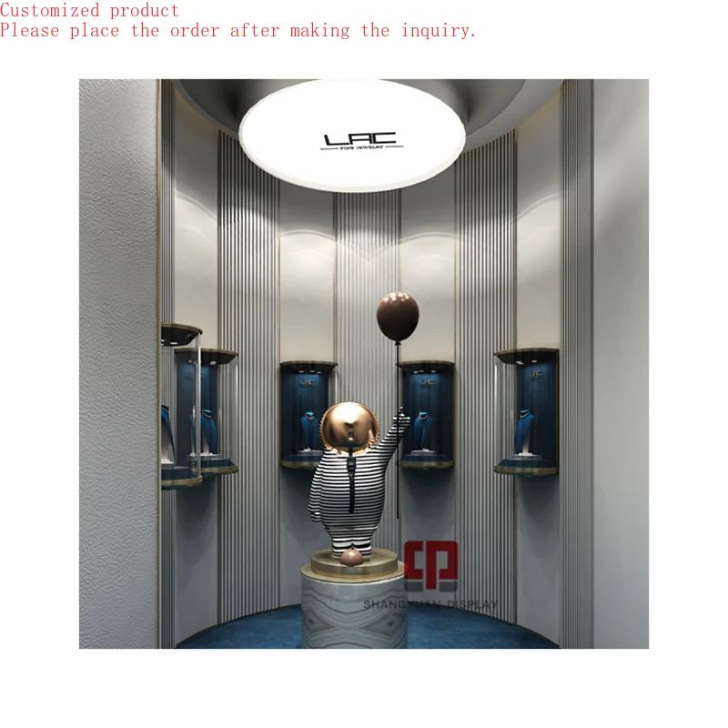 

Custom.High-End Jewellery Shop Design Jewelry Display Counter Custom Round Wall Recessed Jewelry Cabinet Manufacturer