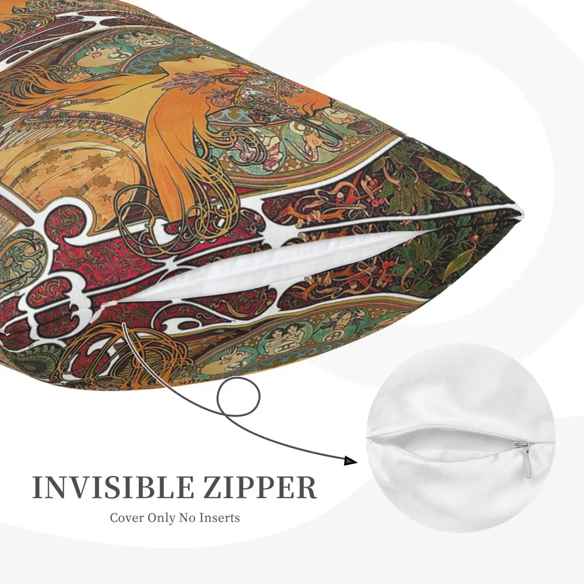 By Alphonse Mucha (1896) ORIGINAL COLORS Rectangle Pillowcase Cushion Cover Decorative Bedroom Bed Home Comfort Throw Pillow