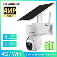 LSVISION 4MP Solar Camera Security Surveillance WiFi Camera 4G SIM Card Outdoor 360° PTZ Night Vision Motion Detection Cam