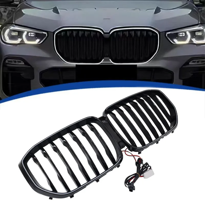 

Racing Grill LED single line Glow Gloss Black front bumper grille with lights Accessories For BMW X5 G05 2019-2022 Car styling