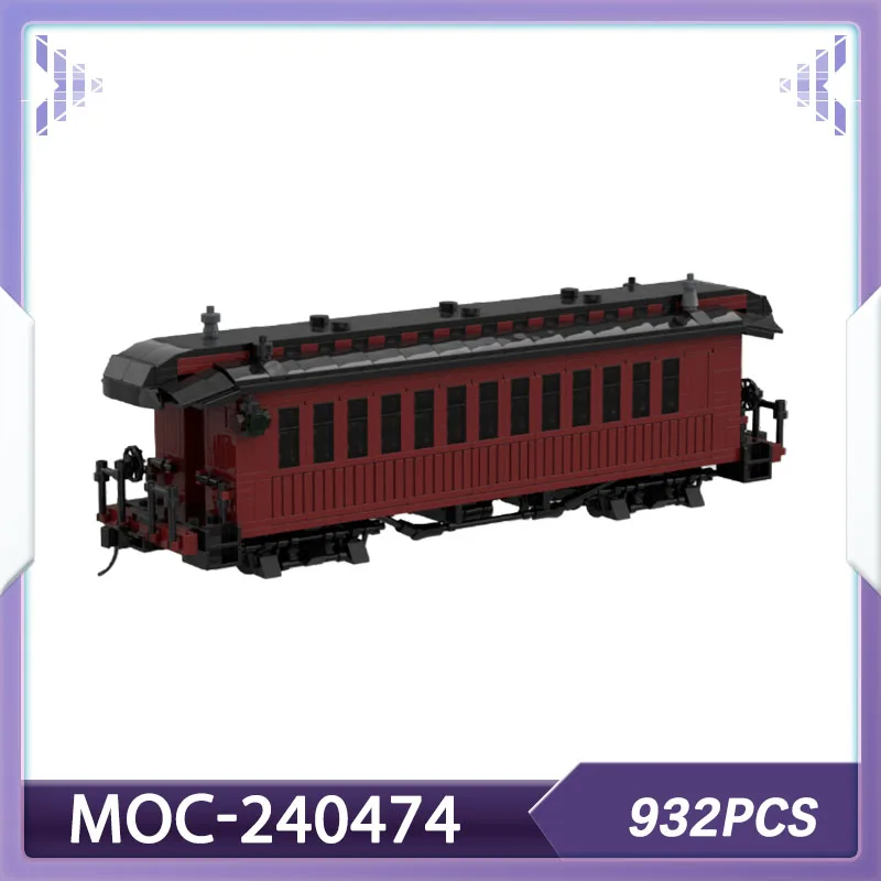 

Набор строительных блоков D&RGW, пассажирский тренер, узкий калибр, темно-красный поезд, кирпичи для взрослых, старомодный MOC-240474, Рождественский подарок