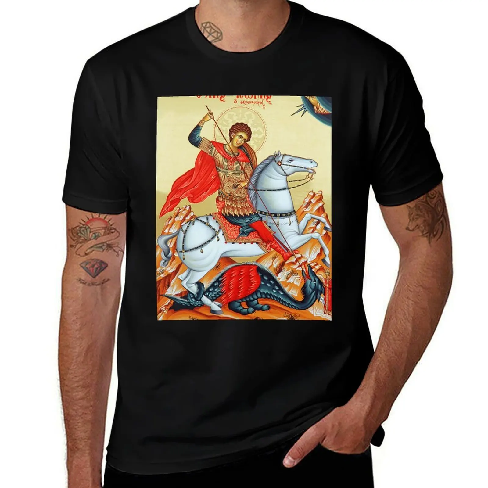 Saint George Painting T-Shirt man t shirt graphic man tshirt T-Shirt
