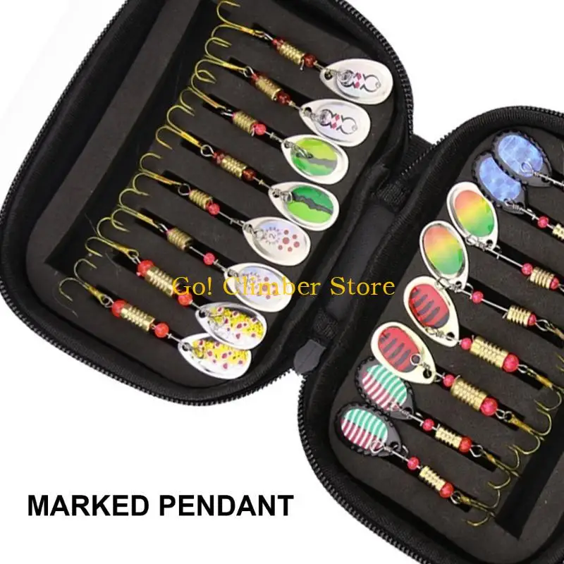 طعوم دوارة Q84C مع حقيبة حمل طعوم دوارة معدنية صناعية لصيد الأسماك