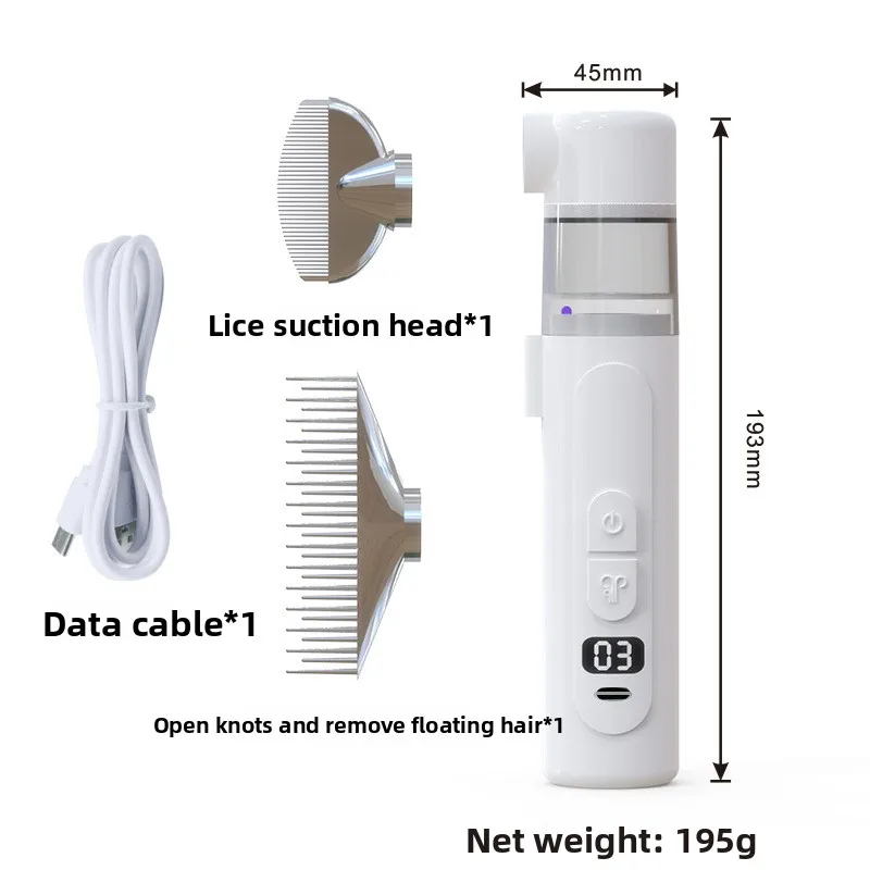 2 in 1 Electric Pet Flea Comb Hair Detangler Suction Grooming Tool For Cats Dogs Anti Parasite Lice Removal USB Rechargeable view 4