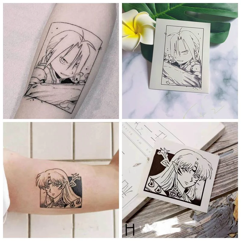 Anime Fullmetal Alchemist Temporary Tattoos Cartoon Waterproof Fake Tattoo Sticker Body Art Transfer Tattoo for Woman Men Arm