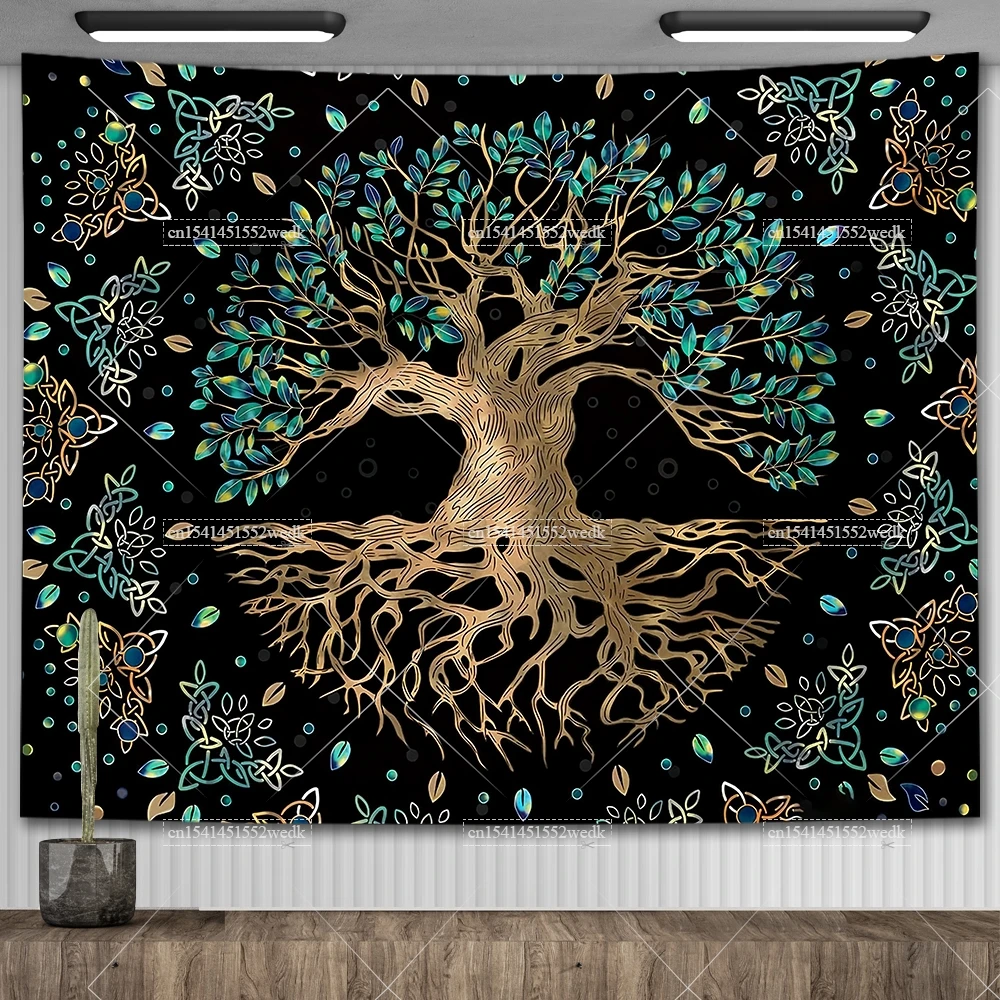 Life Tree Tapestry Altar Cloth Tarot Mat Witchcraft Tapestries Wall Hanging Room Decor Aesthetic Meditation Background Cloths