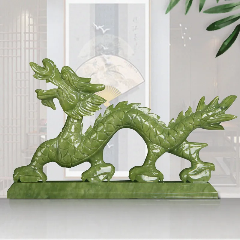 

Chinese Zodiac Dragon Natural Jade Ornaments High-end Crafts Home Living Room Desktop Feng Shui Decorations Countertop Decor