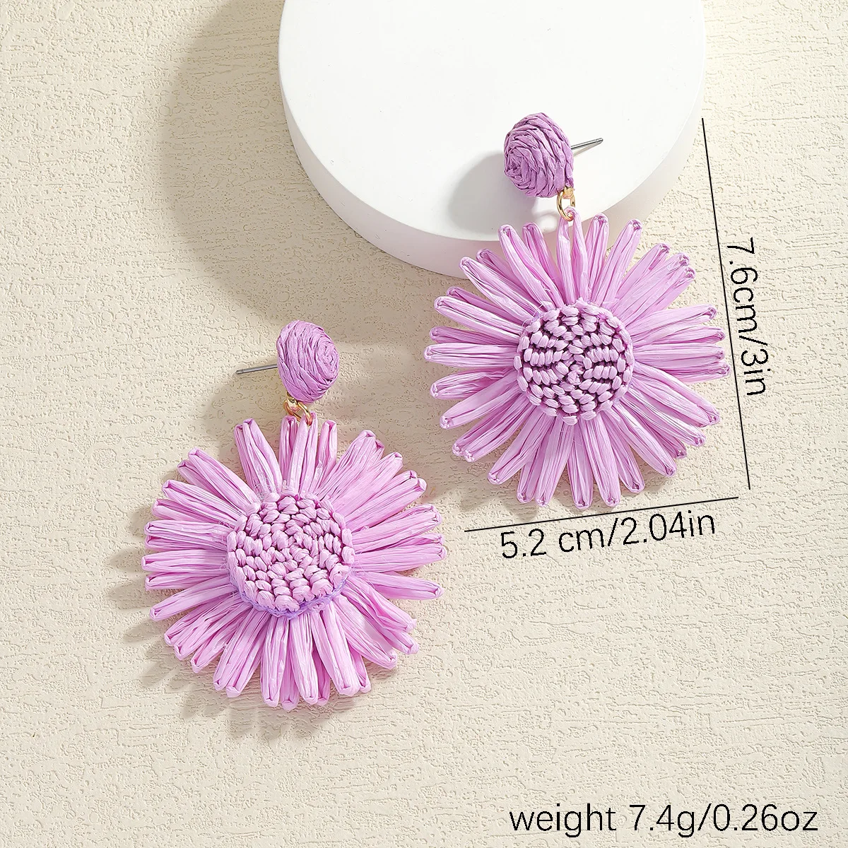 hand-woven raffia sunflower droop earrings beach style multi-color fashion ladies special gift