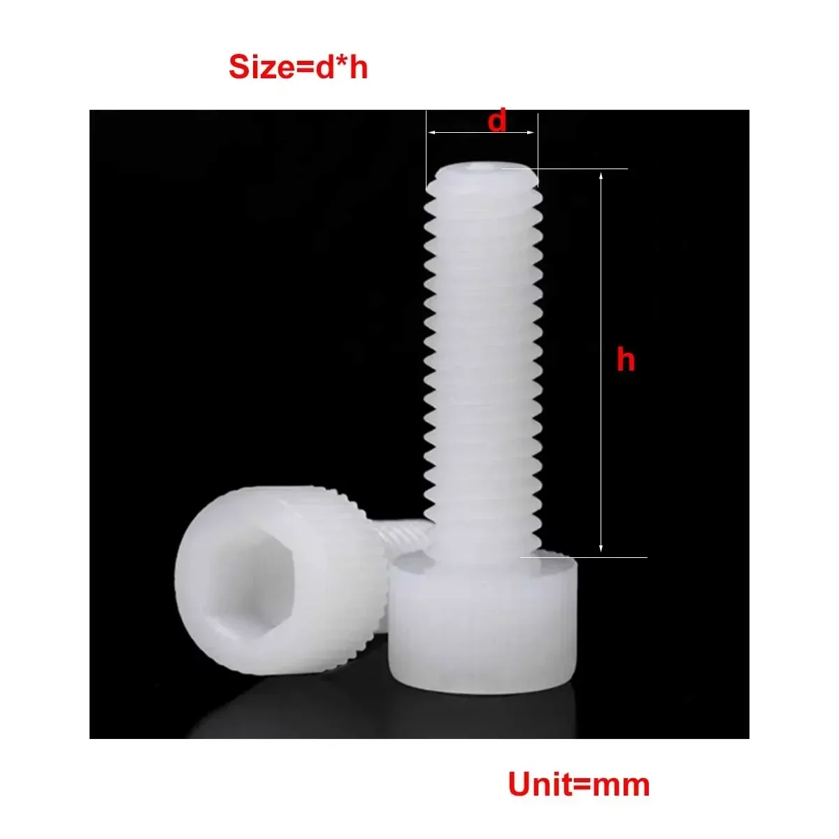 

Nylon Cylindrical Head Hex Screw/Cup Head Plastic Insulated White M3M4M5M6M8M10