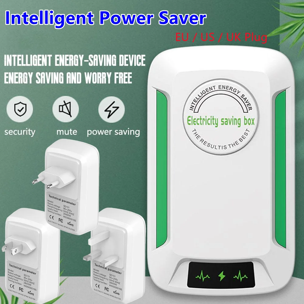 EU/US/UK Plug Intelligent Power Saver 90V-250V Household Electricity Saving Box Voltage Control Home Power Saver Device