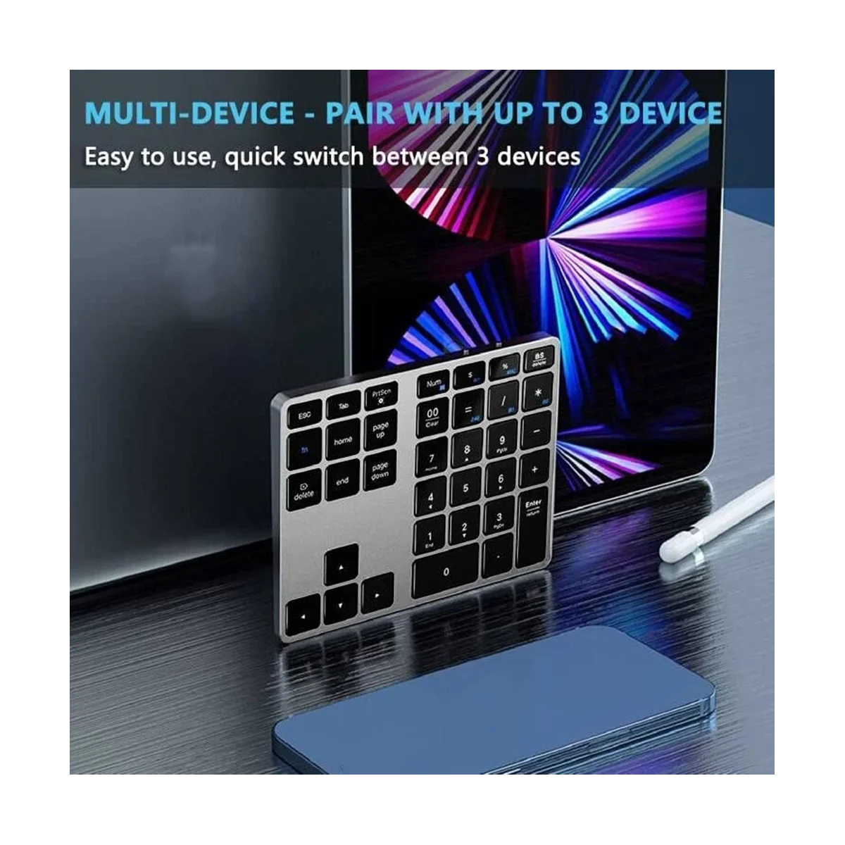 Bluetooth Number Pad, 35 Keys Wireless Numeric Keypad, Portable Slim Bluetooth Numpad for Laptop, Mac,PC, Desktop