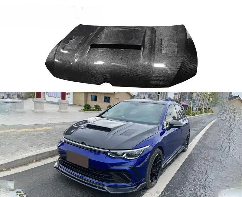 Modified Parts Dry or Wet Carbon Fiber Hood Front bonnet Engine Cover Fits For VW Volkswagen Golf 8 2019-2023