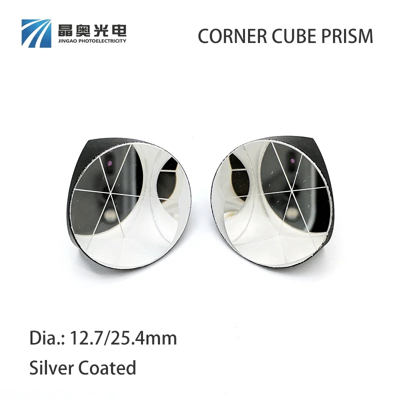 K9 Optical Glass Prism Dia12.7/25.4mm Optical Glass Trihedral Retroreflector Silver Coated Corner Cube Prisms