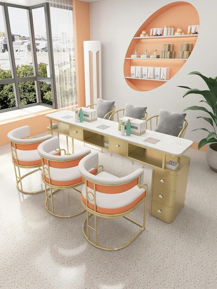 

Nordic Luxury Nail Tables Multifunction Dressing Marble Nail Tables Manicure Reception Desks Salon Furniture Mesa Uñas FYMT