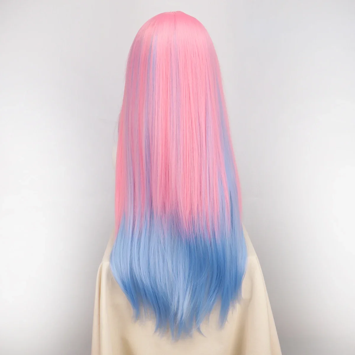 Mizi Wig Anime Alien Stage Mizi Cosplay Wigs Long Curly Dark Pink Blue Gradient Wig 29‘’ Mixed Color Middle Part Synthetic Hair