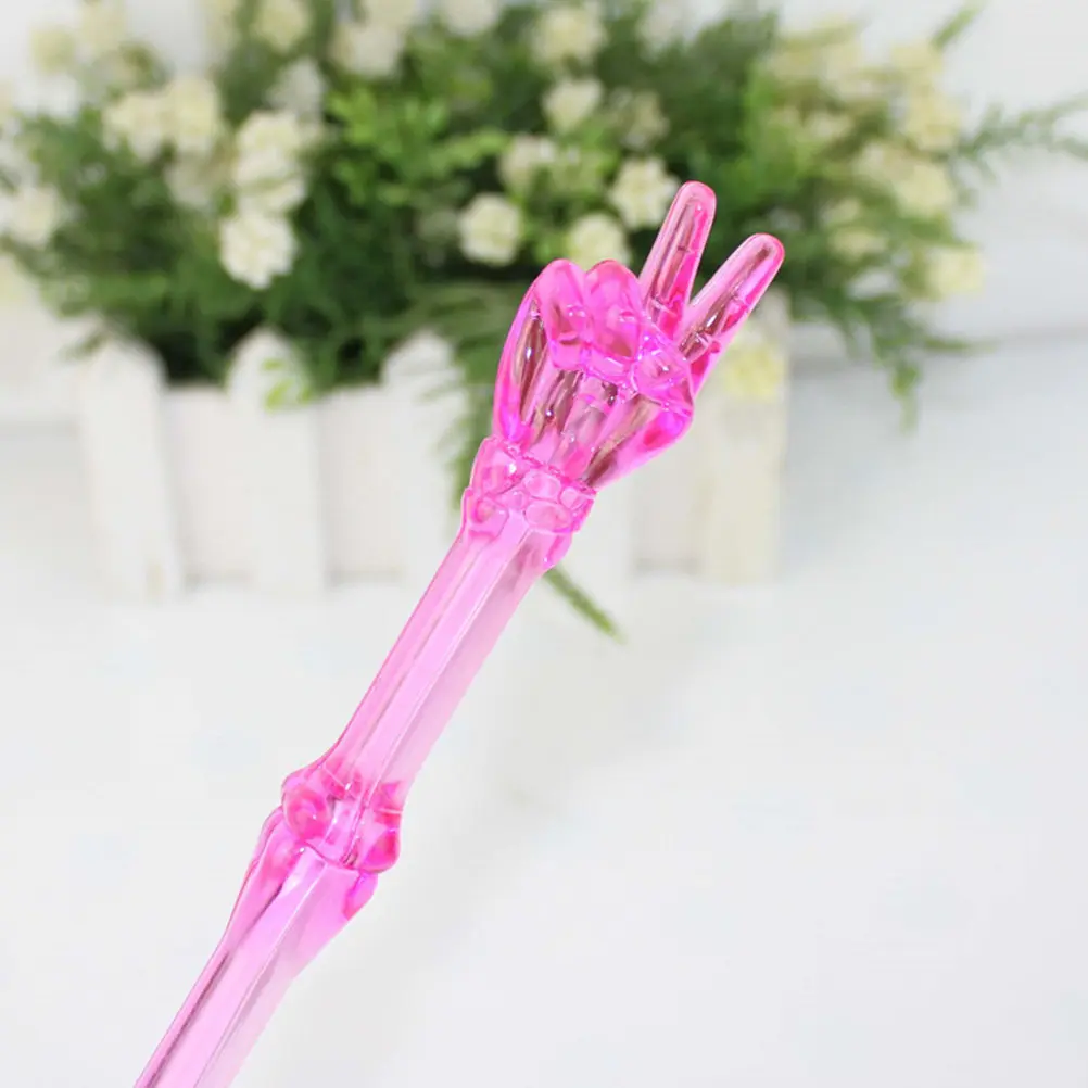 

10Pcs Transparent Gel Pens Finger Design Student Stationery Blue Pigment Ink Smooth Writing Comfortable Grip for Journaling