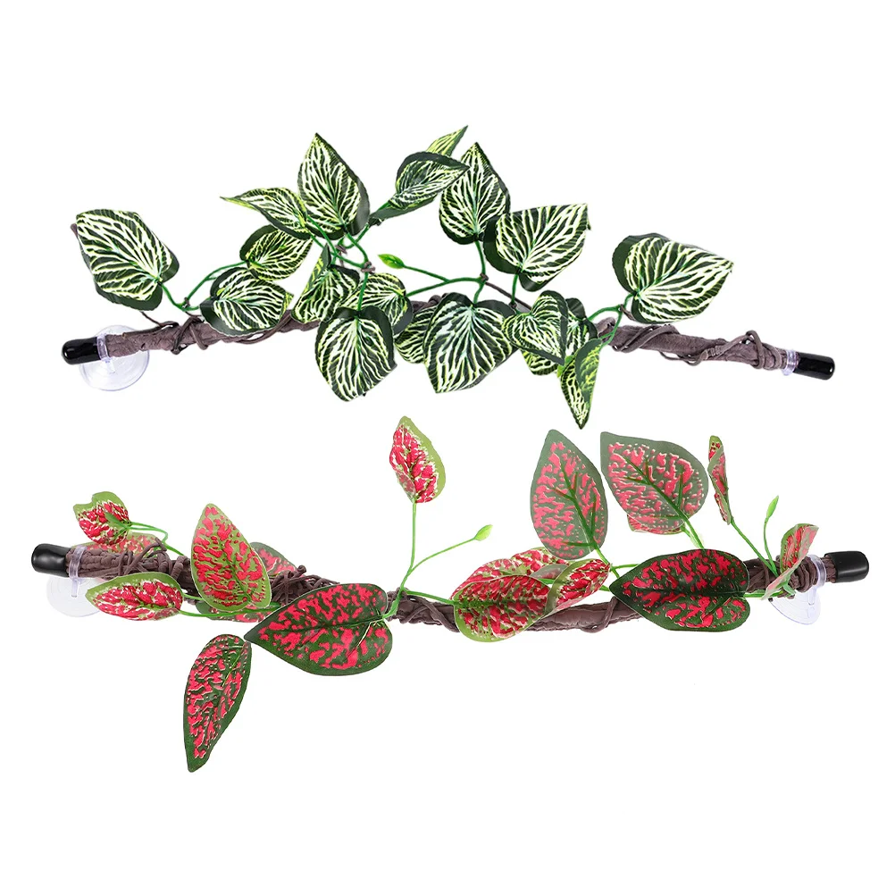 

2pcs Artificial Tree Vine Bendable Jungle Climbing Vine For Reptile Terrarium Accessories Lizard Snake Amphibian Tank Decor Fake