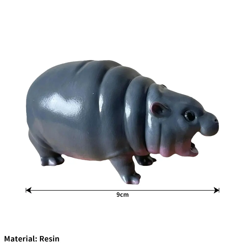 Cute Hippo Resin Figurines Moo Deng Baby Hippopotamus Sculpture Desk Decoration Portable Moo Deng Hippo Tabletop Statue